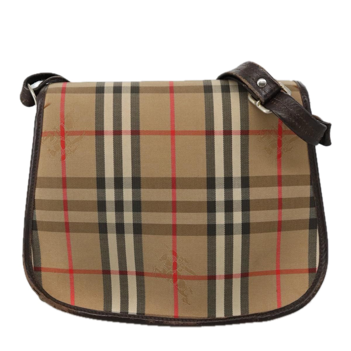 Burberry Nova Check Beige Canvas Shoulder Bag (Pre-Owned)