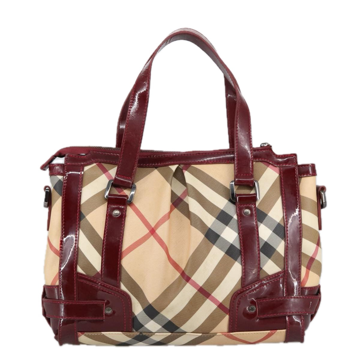 Burberry Nova Check Beige Canvas Handbag (Pre-Owned)