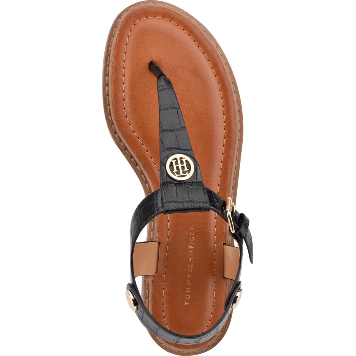 Bennia Womens Embellished Faux Leather Thong Sandals