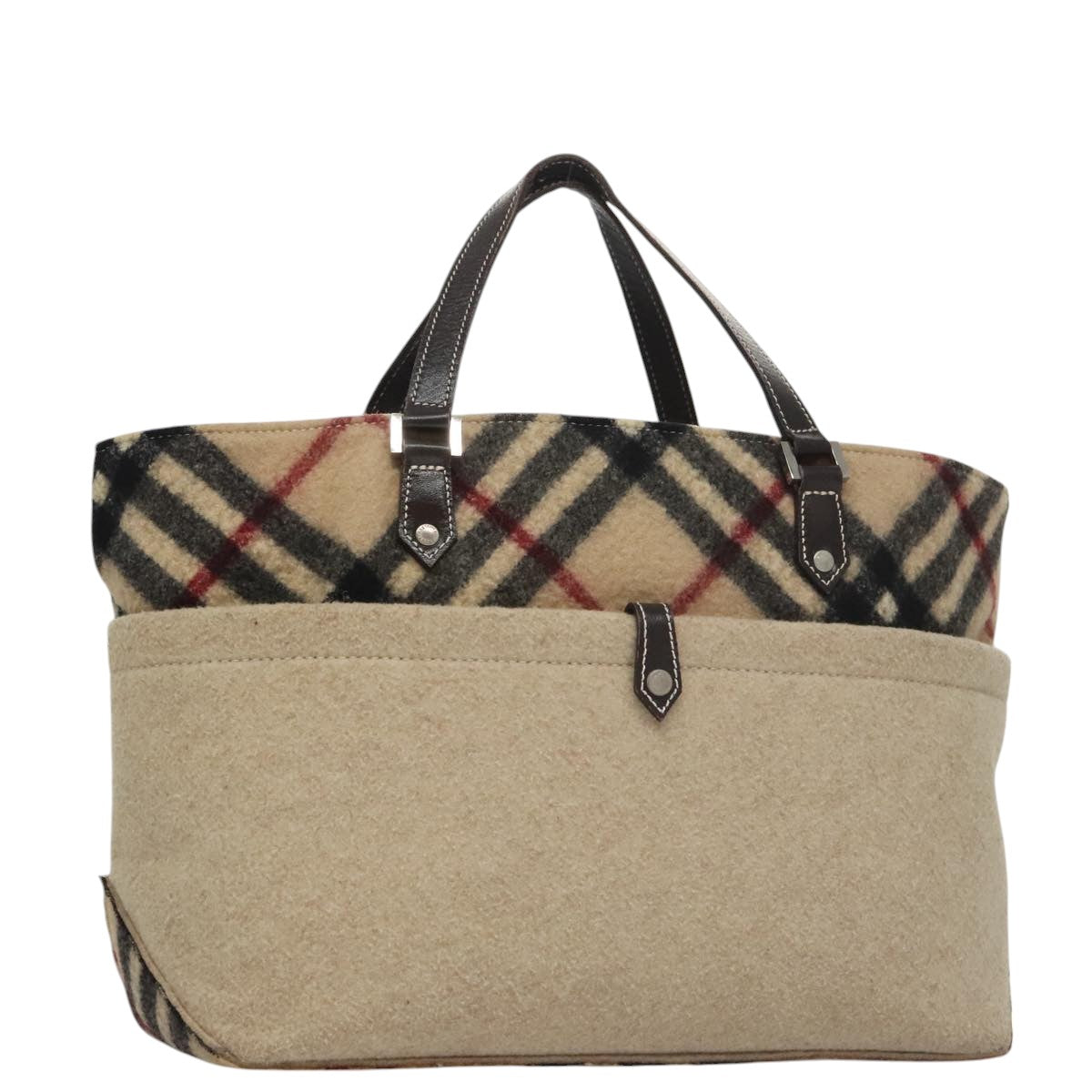 Burberry Nova Check Beige Canvas Handbag (Pre-Owned)