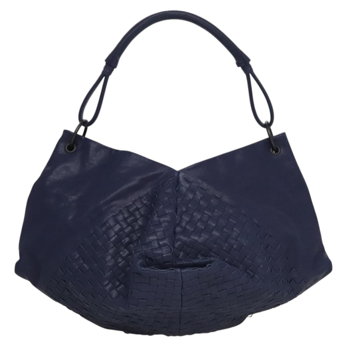 Bottega Veneta Intrecciato Navy Leather Shoulder Bag (Pre-Owned)