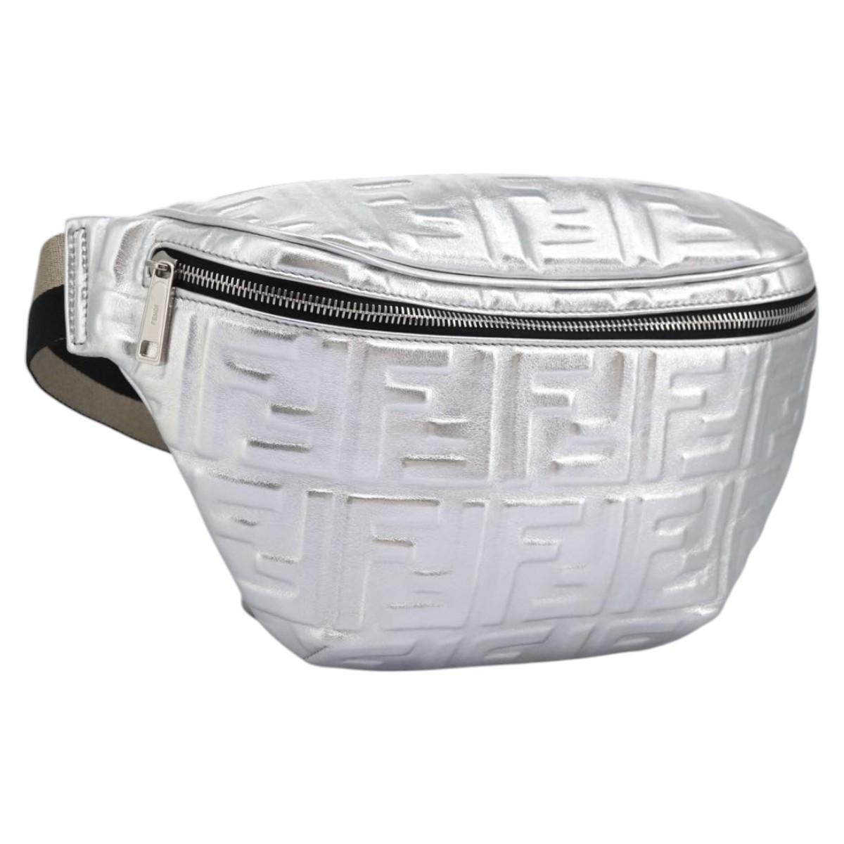 Fendi Ff Silver Leather Clutch Bag (Pre-Owned)