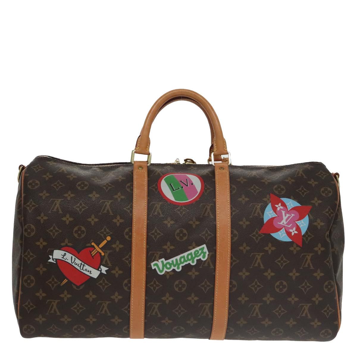 Louis Vuitton Keepall Bandouliere 50 Brown Canvas Travel Bag (Pre-Owned)