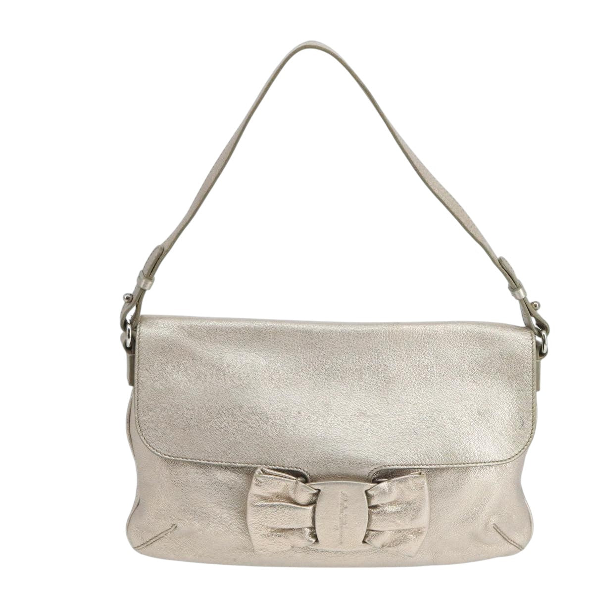 Salvatore Ferragamo Vara Gold Leather Shoulder Bag (Pre-Owned)