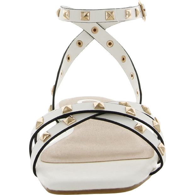 Zendaya Womens Faux Leather Studded Slingback Sandals