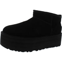 Classic Ultra Mini Platform Womens Suede Sherpa Ankle Boots Black