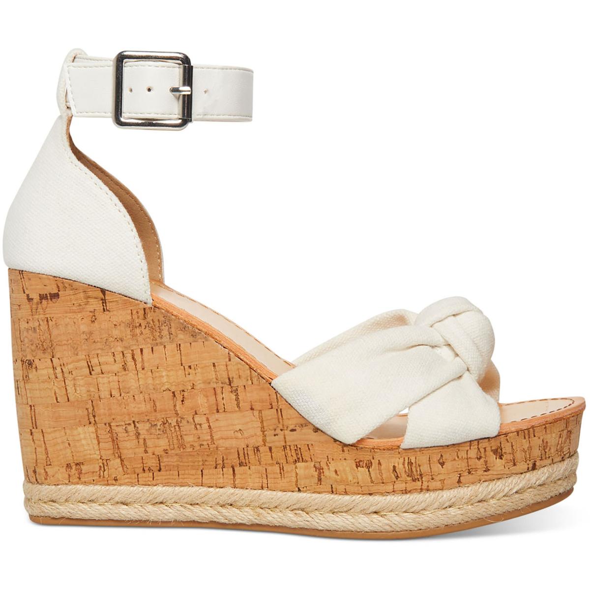 Colette Womens Knot-Front Ankle Strap Wedge Heels