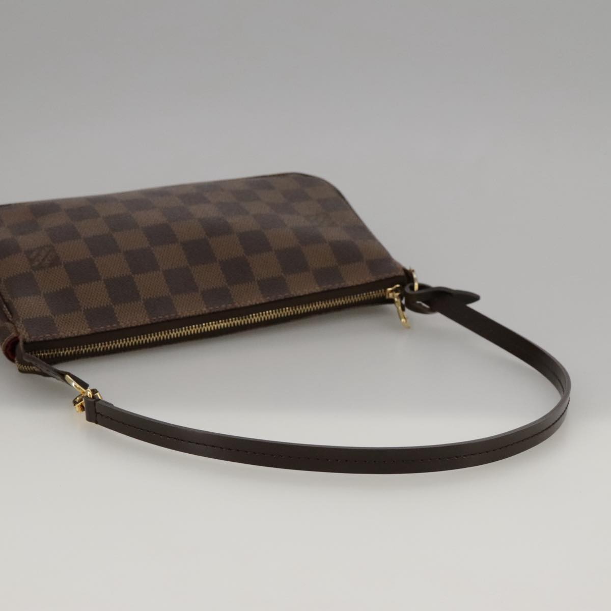 Louis Vuitton Pochette Accessoire Brown Canvas Clutch Bag (Pre-Owned)