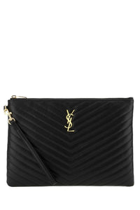 SAINT LAURENT Saint Laurent Women Black Leather Jolie I-Pad Holder