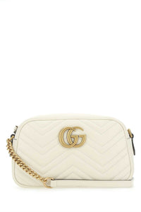 Gucci Women Ivory Leather Small Marmont Crossbody Bag
