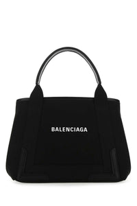 Balenciaga Women Black Canvas Small Cabas Navy Handbag
