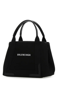 Balenciaga Women Black Canvas Small Cabas Navy Handbag