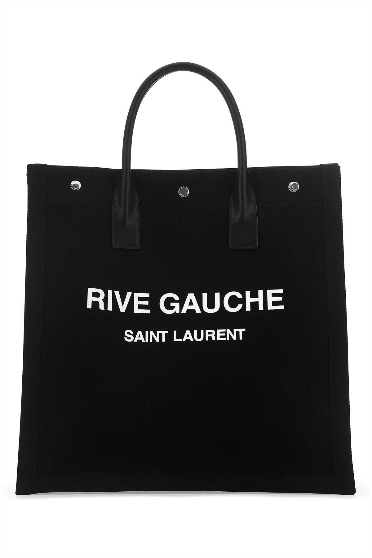 Saint Laurent Men Black Canvas Rive Gauche Shopping Bag