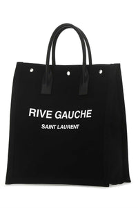 Saint Laurent Men Black Canvas Rive Gauche Shopping Bag