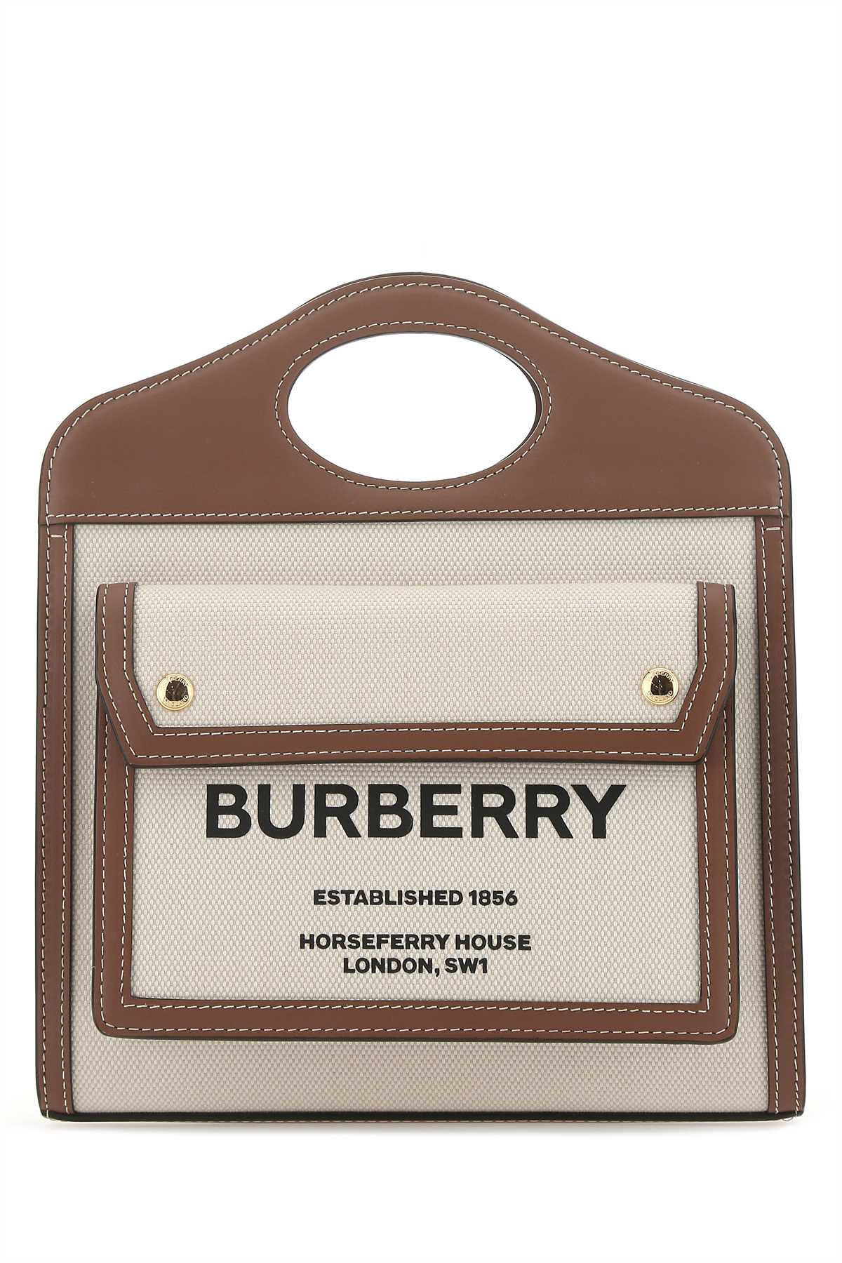 BURBERRY Burberry Women Two-Tone Canvas And Leather Mini Pocket Handbag