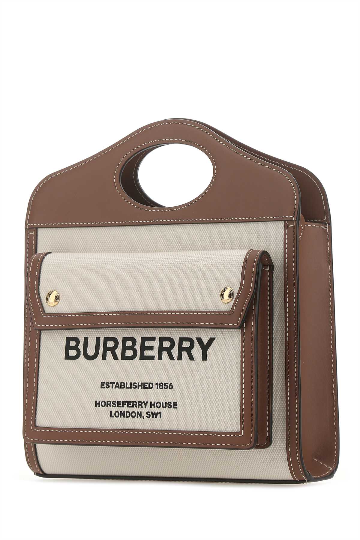 BURBERRY Burberry Women Two-Tone Canvas And Leather Mini Pocket Handbag