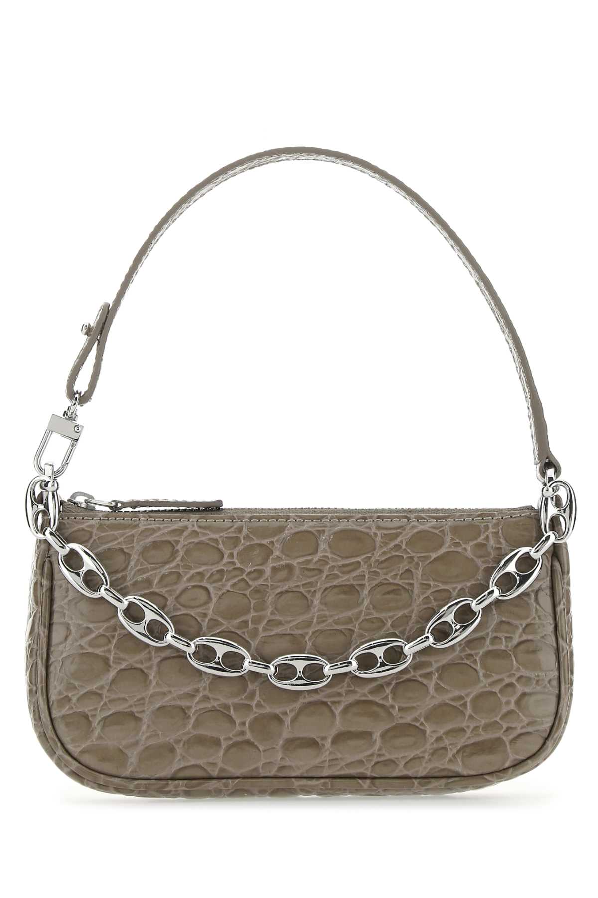 BY FAR By Far Women Dove Grey Leather Mini Rachel Handbag