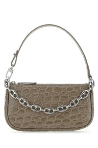 BY FAR By Far Women Dove Grey Leather Mini Rachel Handbag