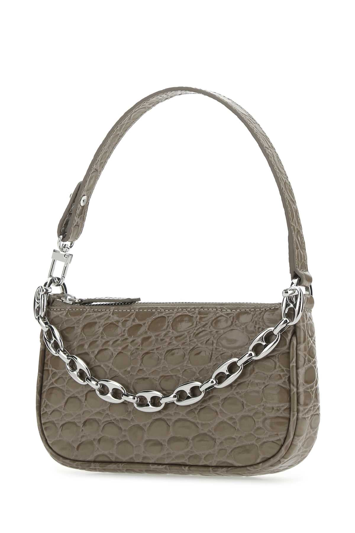 BY FAR By Far Women Dove Grey Leather Mini Rachel Handbag