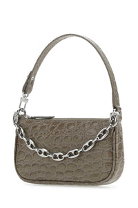 BY FAR By Far Women Dove Grey Leather Mini Rachel Handbag