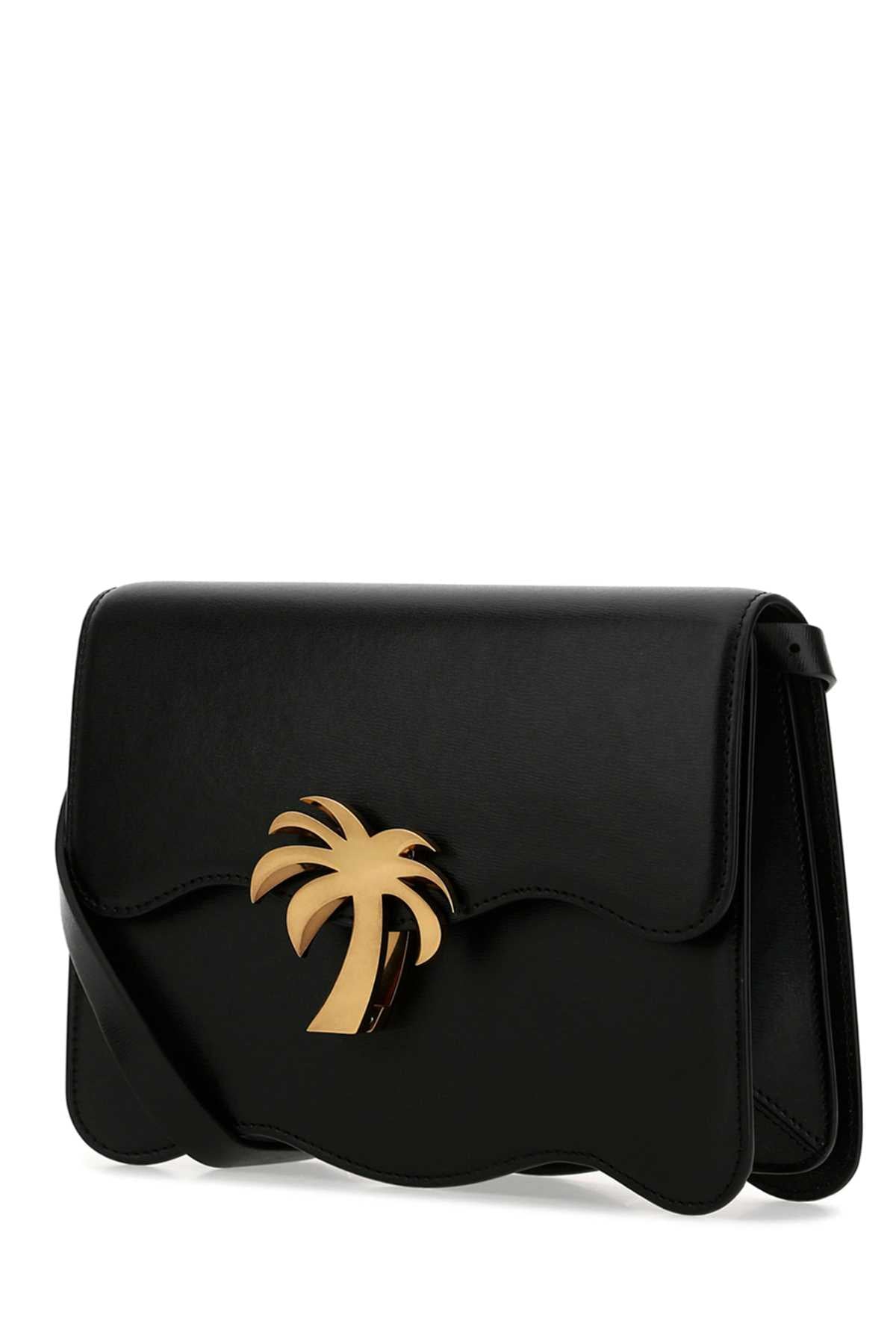 PALM ANGELS Palm Angels Women Black Leather Palm Beach Crossbody Bag