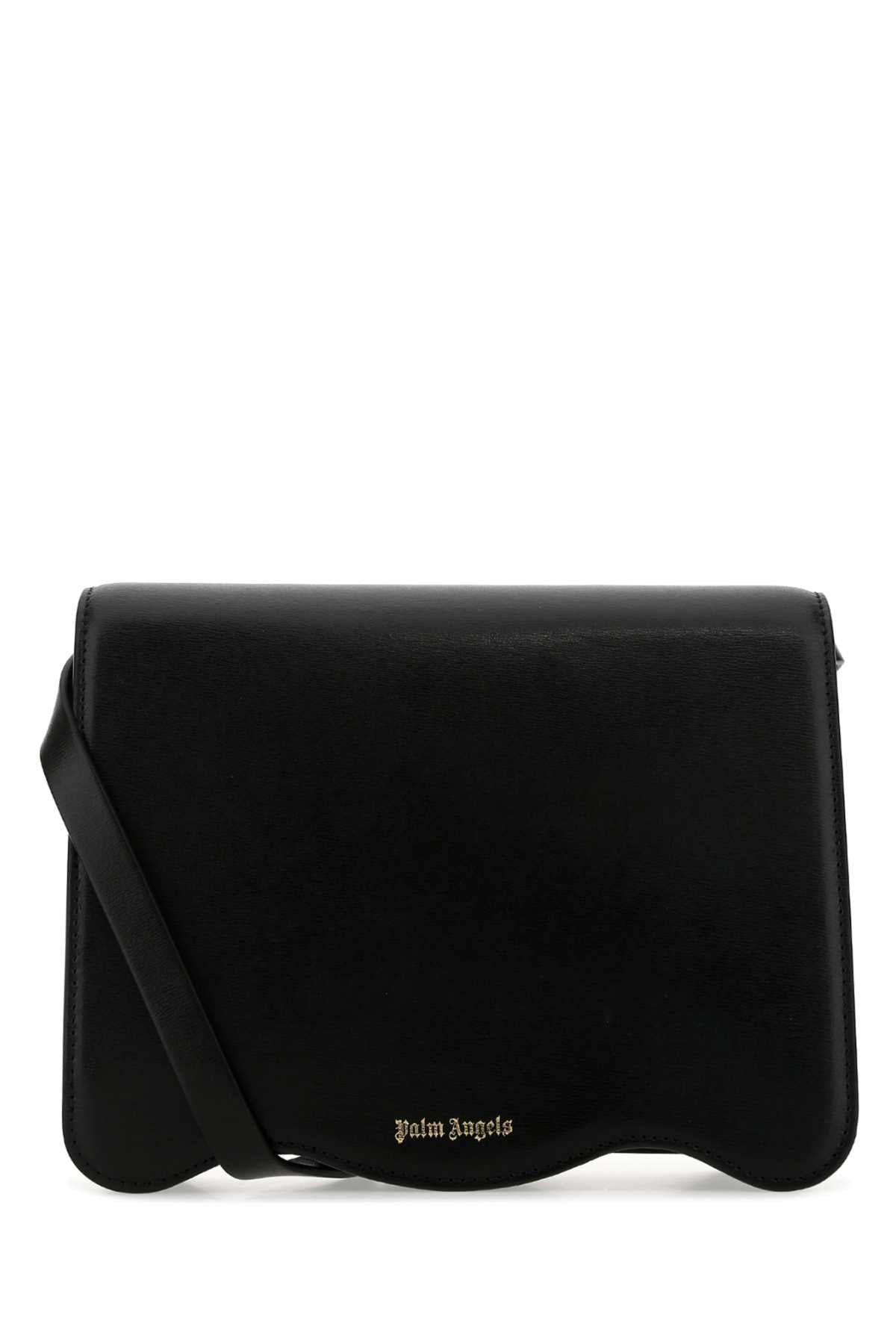 PALM ANGELS Palm Angels Women Black Leather Palm Beach Crossbody Bag