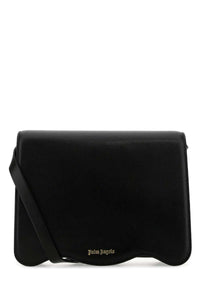 PALM ANGELS Palm Angels Women Black Leather Palm Beach Crossbody Bag