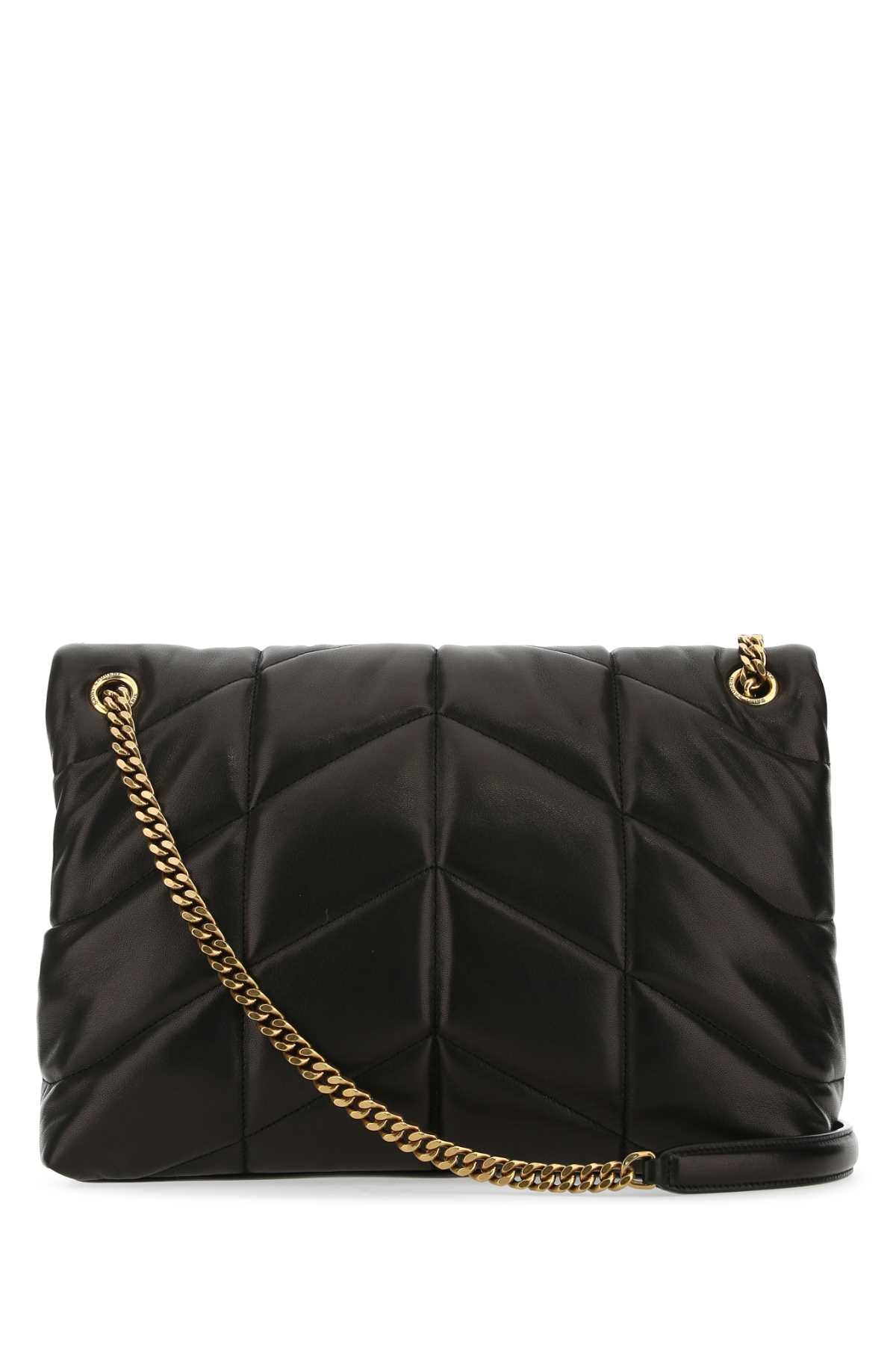 Saint Laurent Women Black Nappa Leather Medium Loulou Shoulder Bag