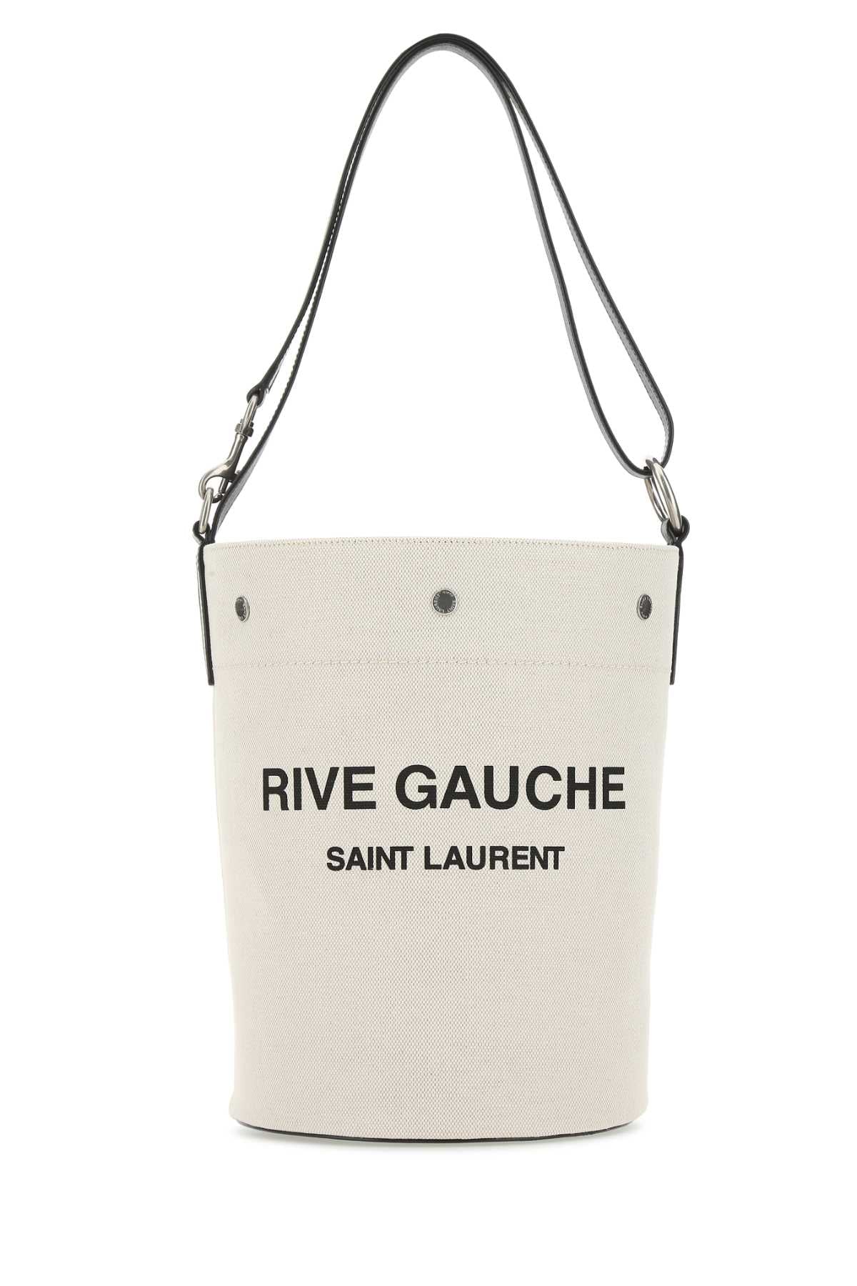 SAINT LAURENT Saint Laurent Men Ivory Canvas Rive Gauche Bucket Bag