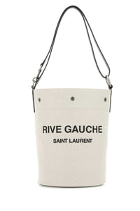 SAINT LAURENT Saint Laurent Men Ivory Canvas Rive Gauche Bucket Bag