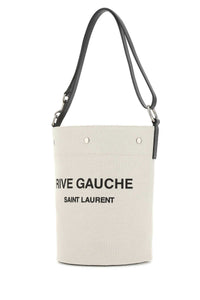 SAINT LAURENT Saint Laurent Men Ivory Canvas Rive Gauche Bucket Bag