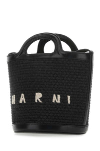 MARNI Marni Women Black Leather And Raffia Tropicalia Bucket Bag