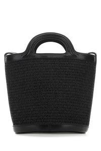 MARNI Marni Women Black Leather And Raffia Tropicalia Bucket Bag