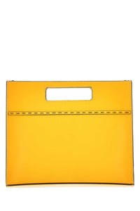 Fendi Men Yellow Leather Handbag