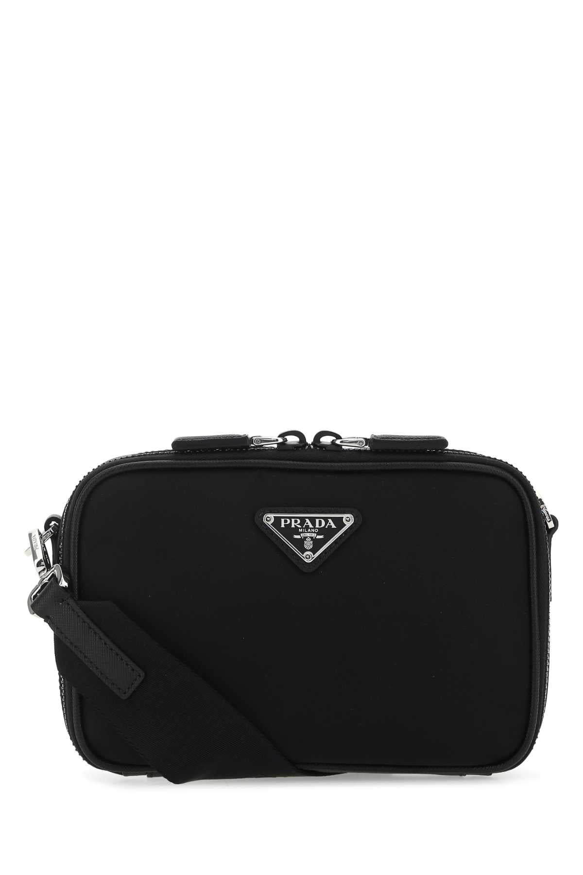 PRADA Prada Men Black Leather And Nylon Crossbody Bag