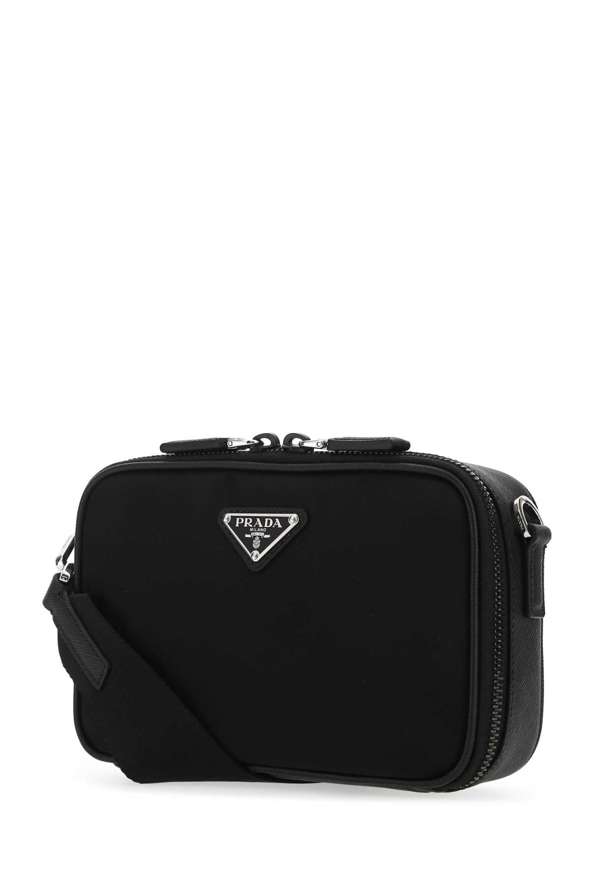 PRADA Prada Men Black Leather And Nylon Crossbody Bag