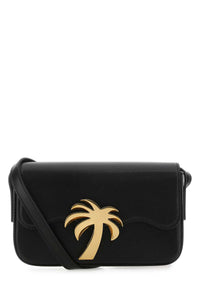 PALM ANGELS Palm Angels Women Black Leather Palm Beach Bridge Crossbody Bag