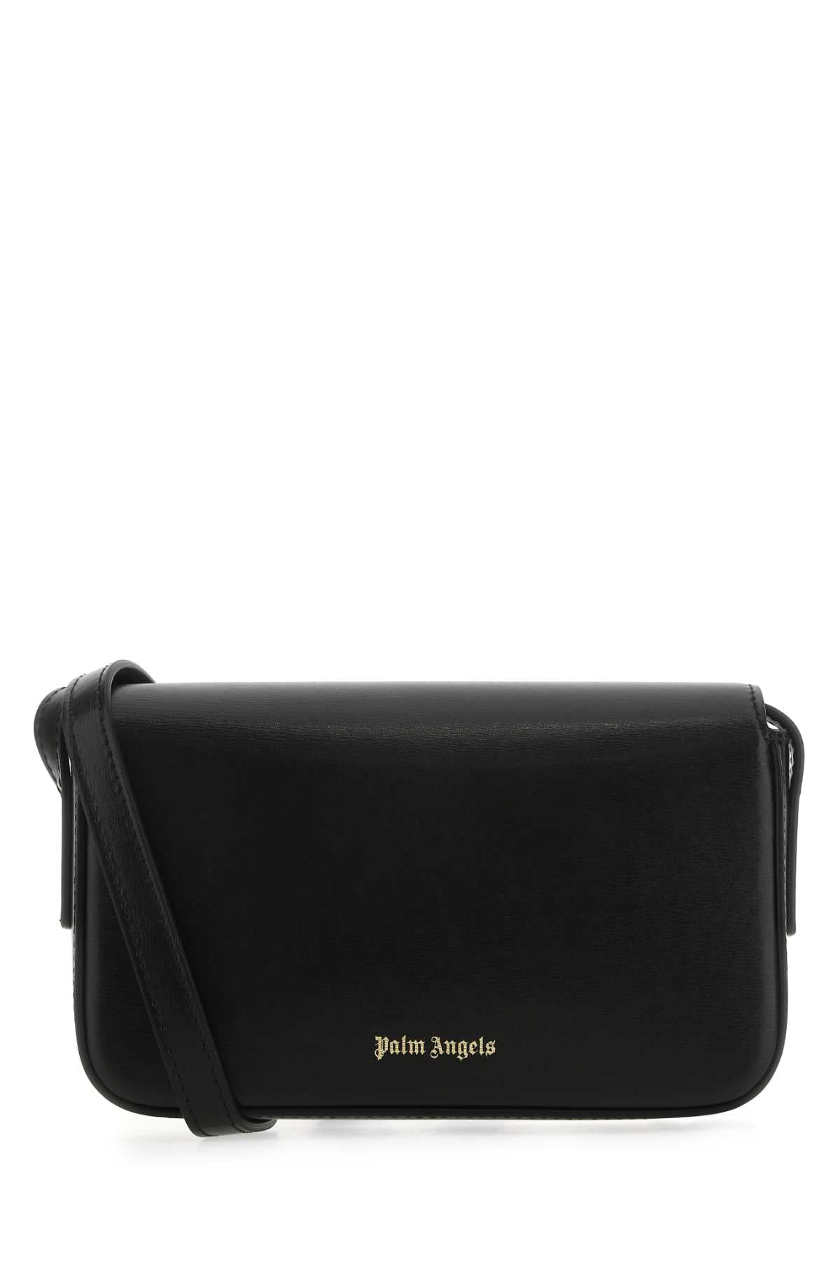 PALM ANGELS Palm Angels Women Black Leather Palm Beach Bridge Crossbody Bag
