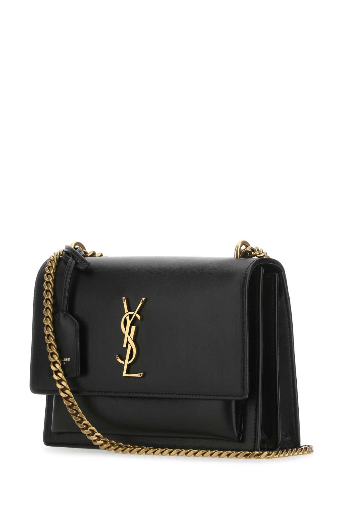 SAINT LAURENT Saint Laurent Women Black Leather Medium Sunset Shoulder Bag