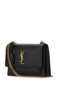 SAINT LAURENT Saint Laurent Women Black Leather Medium Sunset Shoulder Bag