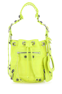 BALENCIAGA Balenciaga Women Fluo Yellow Leather Le Cagole Xs Bucket Bag
