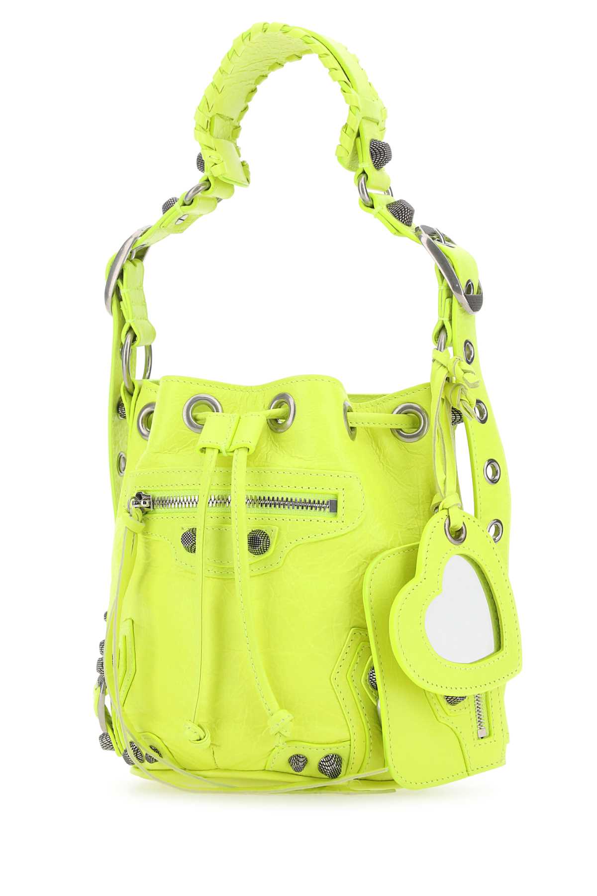 BALENCIAGA Balenciaga Women Fluo Yellow Leather Le Cagole Xs Bucket Bag