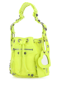 BALENCIAGA Balenciaga Women Fluo Yellow Leather Le Cagole Xs Bucket Bag