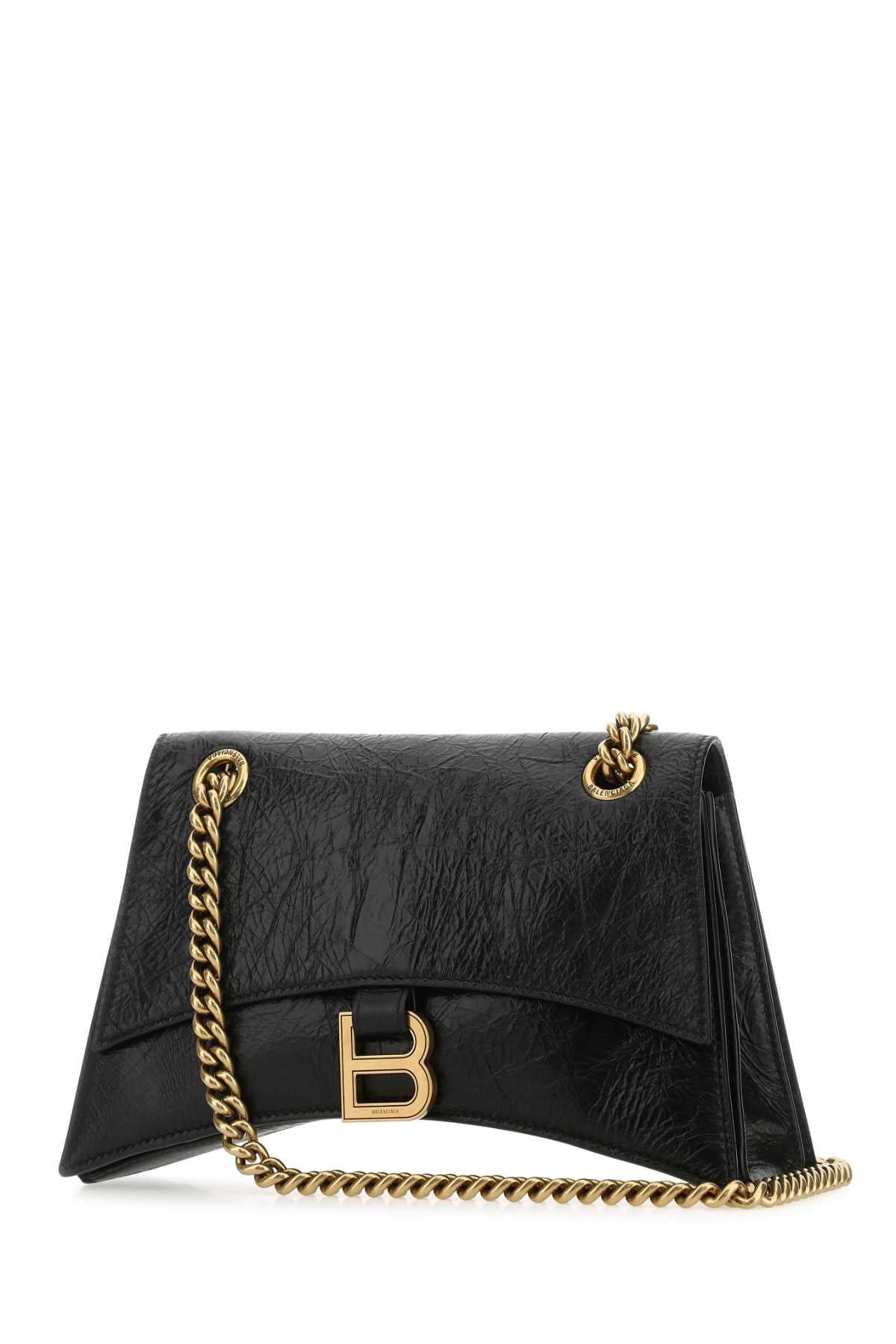 BALENCIAGA Balenciaga Women Black Leather Crush S Shoulder Bag