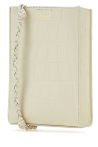 Jil Sander Women Ivory Leather Shoulder Bag