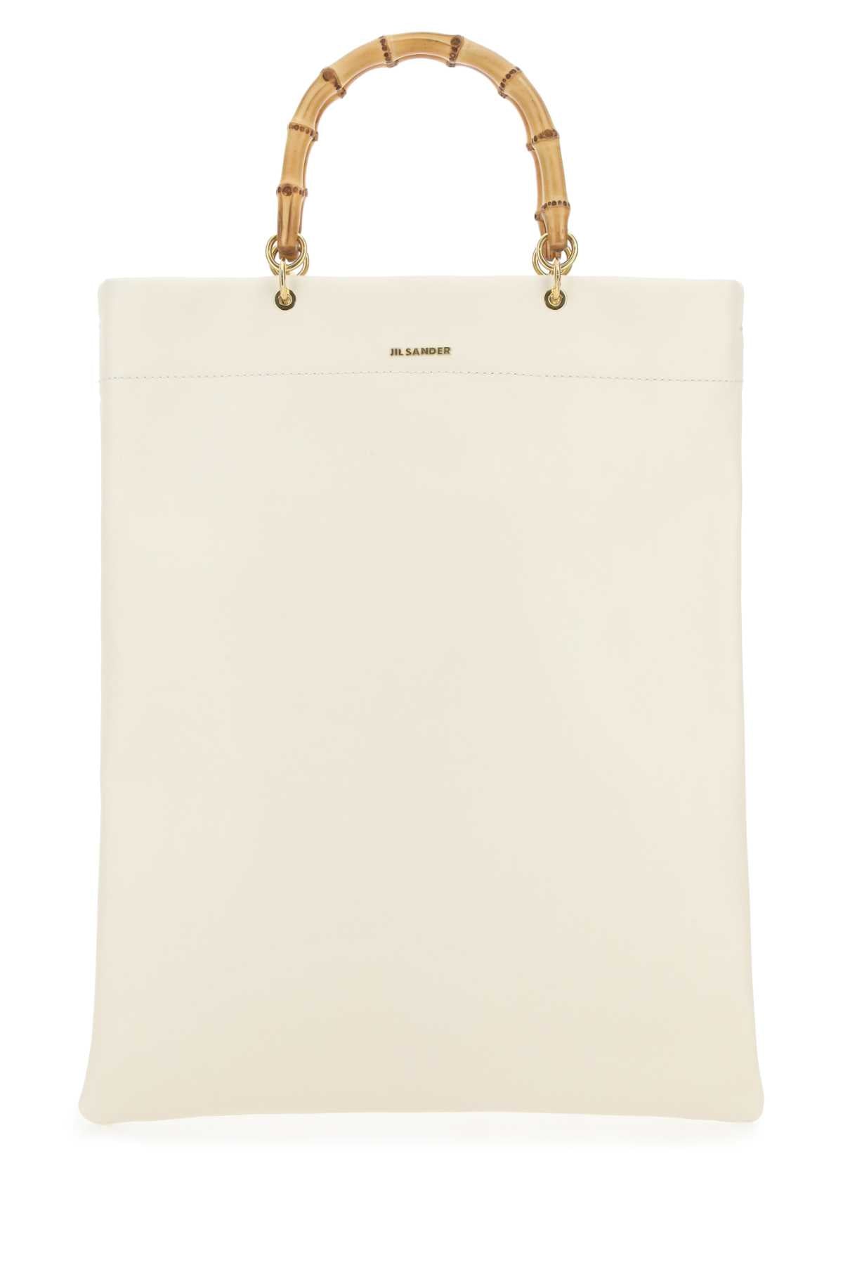 JIL SANDER Jil Sander Women Ivory Leather Medium Shopping Bag