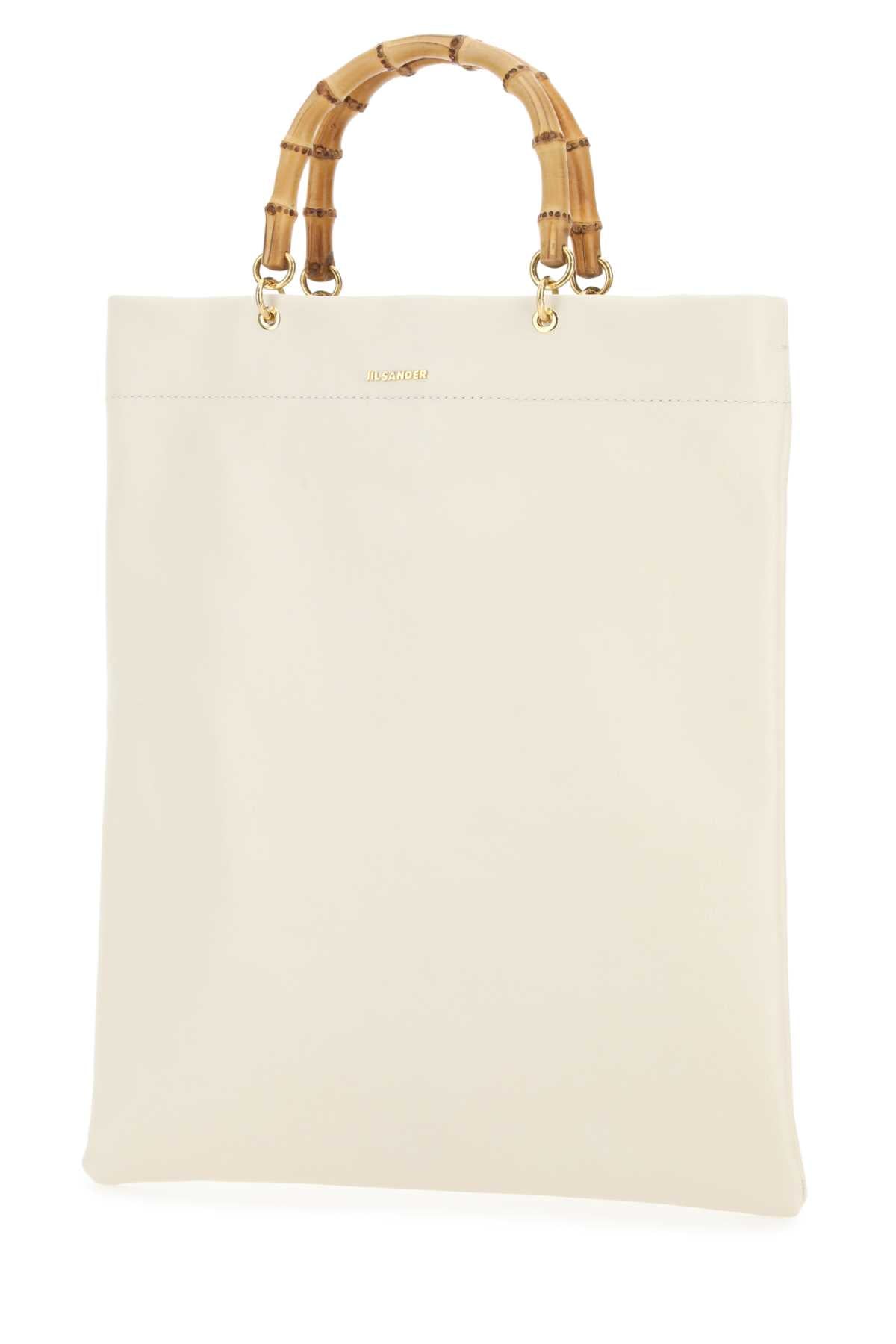 JIL SANDER Jil Sander Women Ivory Leather Medium Shopping Bag