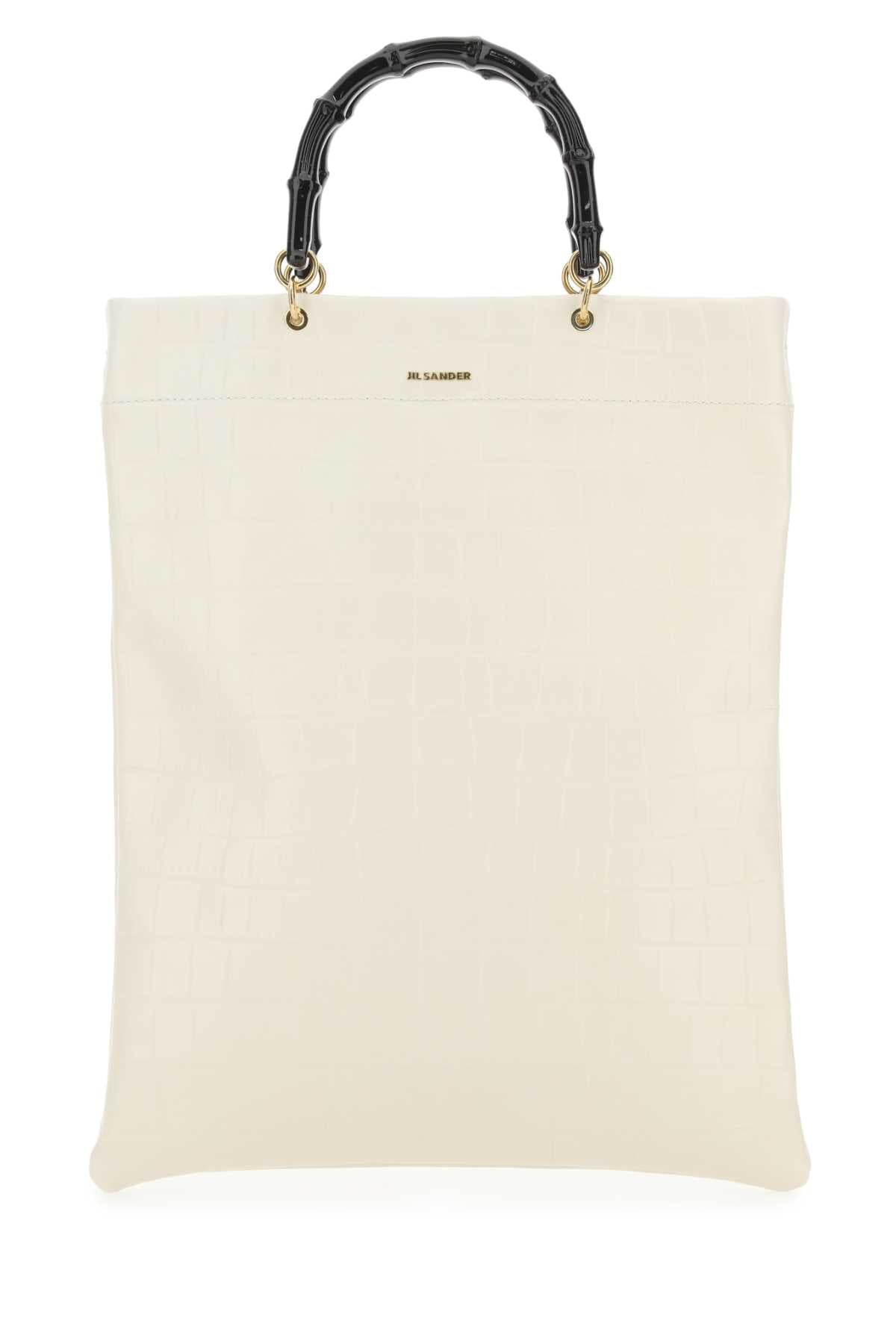 JIL SANDER Jil Sander Women Ivory Leather Medium Shopping Bag