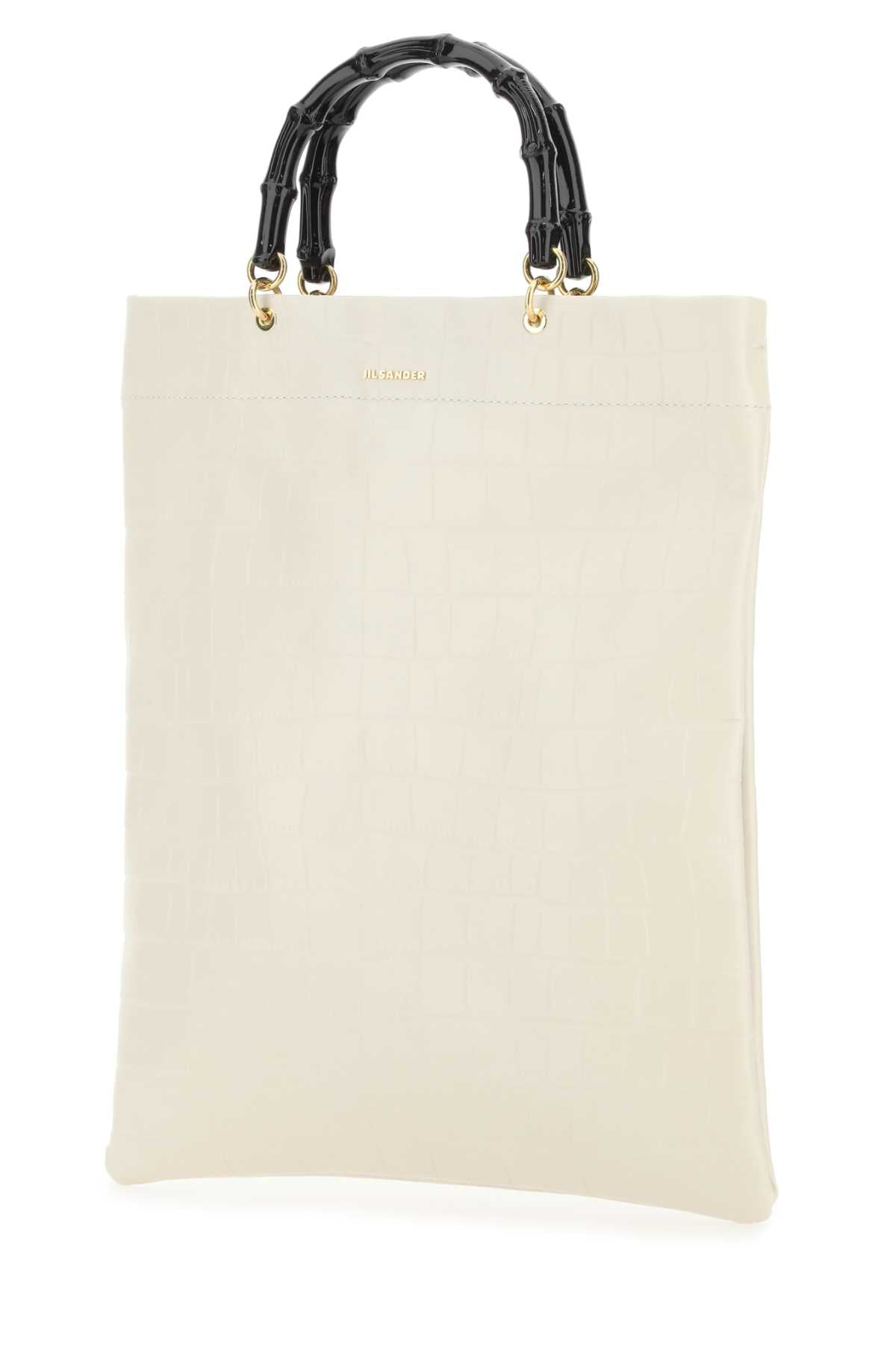 JIL SANDER Jil Sander Women Ivory Leather Medium Shopping Bag