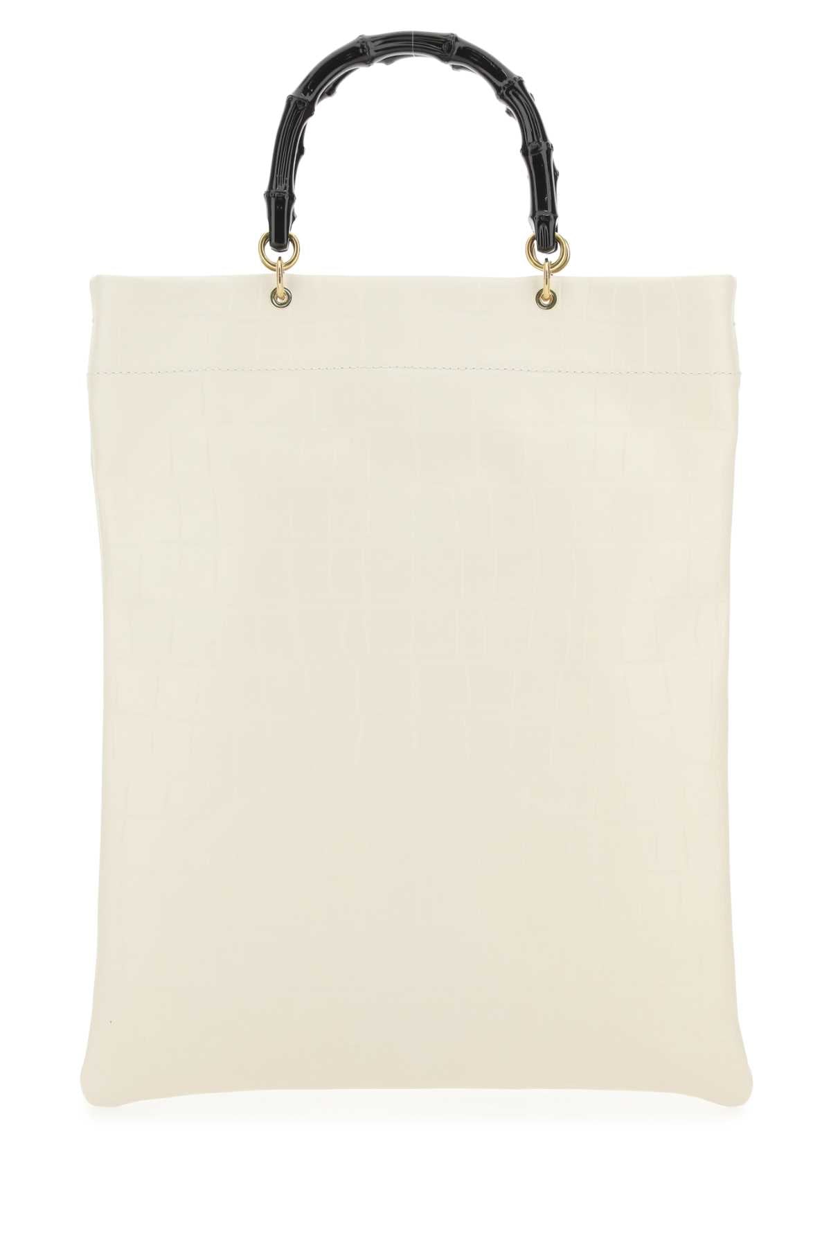 JIL SANDER Jil Sander Women Ivory Leather Medium Shopping Bag